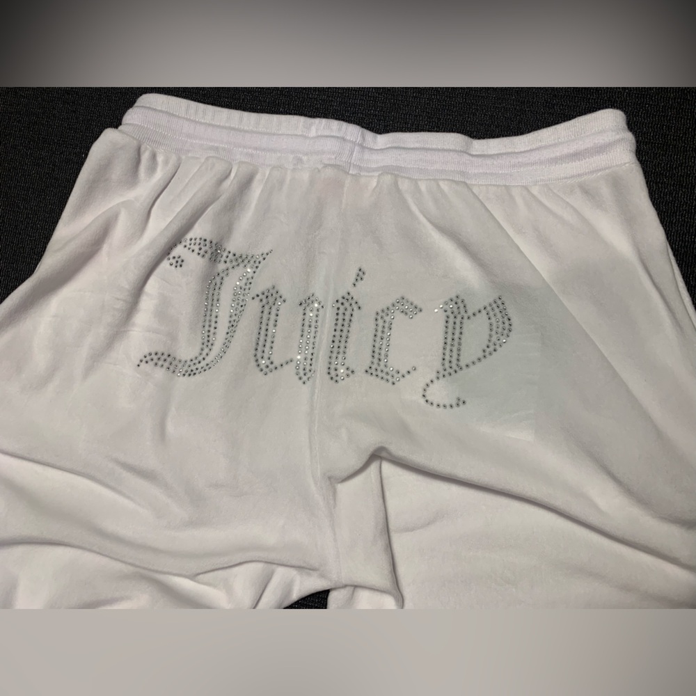 Juicy Couture Velour Wide Leg Track Pants‎ White Bling Size Large